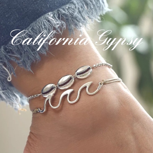 2 Pcs Beach Wave Conch Shell Boho Anklets - Picture 3 of 7